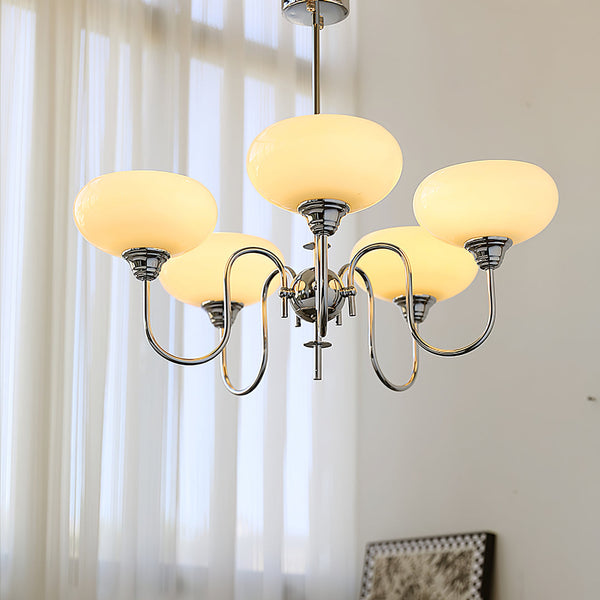 Artistieke Kaki Kroonluchter – Elegante Glazen Hanglamp voor Woon- en Eetkamer