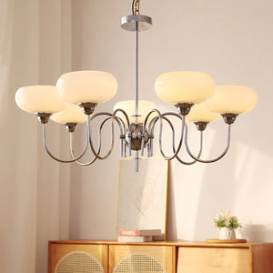 Artistieke Kaki Kroonluchter – Elegante Glazen Hanglamp voor Woon- en Eetkamer