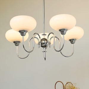 Artistieke Kaki Kroonluchter – Elegante Glazen Hanglamp voor Woon- en Eetkamer