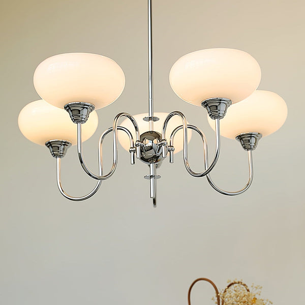 Artistieke Kaki Kroonluchter – Elegante Glazen Hanglamp voor Woon- en Eetkamer