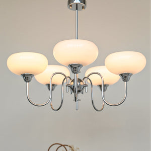 Artistieke Kaki Kroonluchter – Elegante Glazen Hanglamp voor Woon- en Eetkamer
