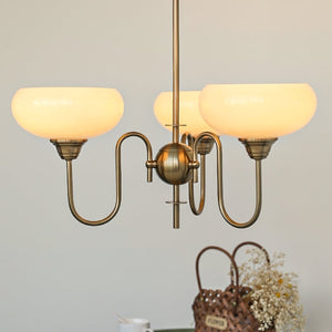 Artistieke Kaki Kroonluchter – Elegante Glazen Hanglamp voor Woon- en Eetkamer