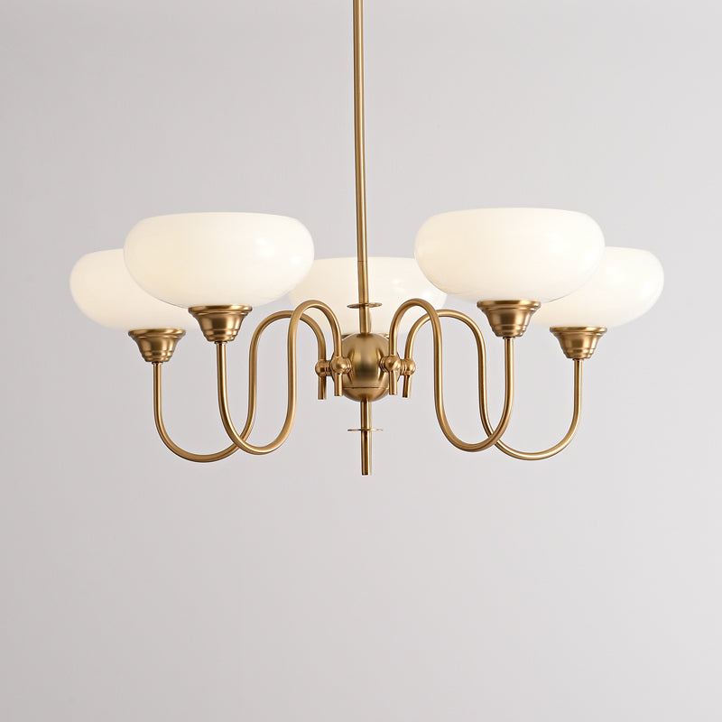 Artistieke Kaki Kroonluchter – Elegante Glazen Hanglamp voor Woon- en Eetkamer