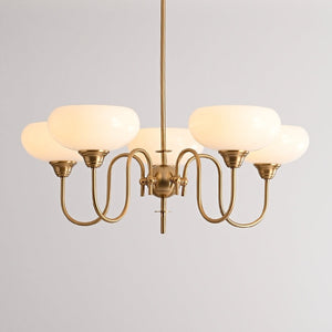 Artistieke Kaki Kroonluchter – Elegante Glazen Hanglamp voor Woon- en Eetkamer