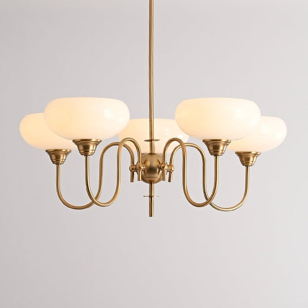 Artistieke Kaki Kroonluchter – Elegante Glazen Hanglamp voor Woon- en Eetkamer
