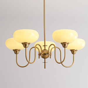 Artistieke Kaki Kroonluchter – Elegante Glazen Hanglamp voor Woon- en Eetkamer