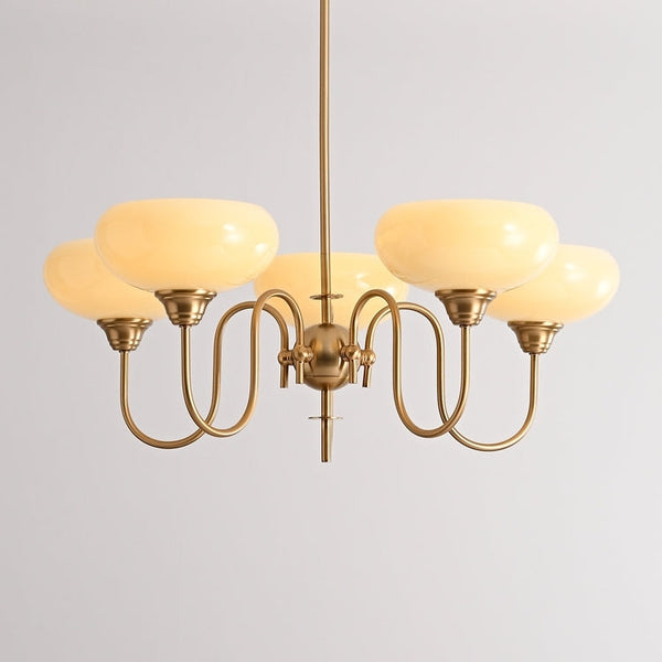 Artistieke Kaki Kroonluchter – Elegante Glazen Hanglamp voor Woon- en Eetkamer