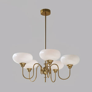 Artistieke Kaki Kroonluchter – Elegante Glazen Hanglamp voor Woon- en Eetkamer