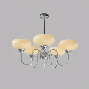Artistieke Kaki Kroonluchter – Elegante Glazen Hanglamp voor Woon- en Eetkamer