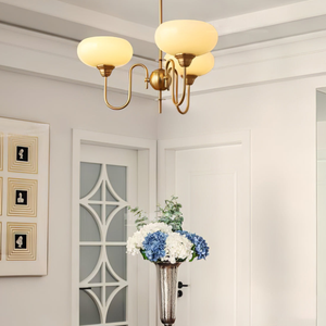 Artistieke Kaki Kroonluchter – Elegante Glazen Hanglamp voor Woon- en Eetkamer