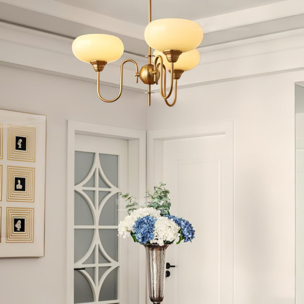 Artistieke Kaki Kroonluchter – Elegante Glazen Hanglamp voor Woon- en Eetkamer