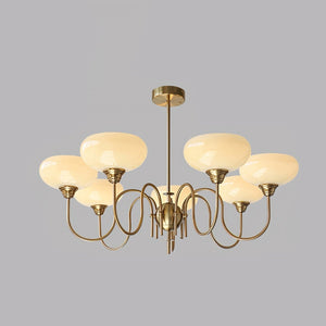 Artistieke Kaki Kroonluchter – Elegante Glazen Hanglamp voor Woon- en Eetkamer