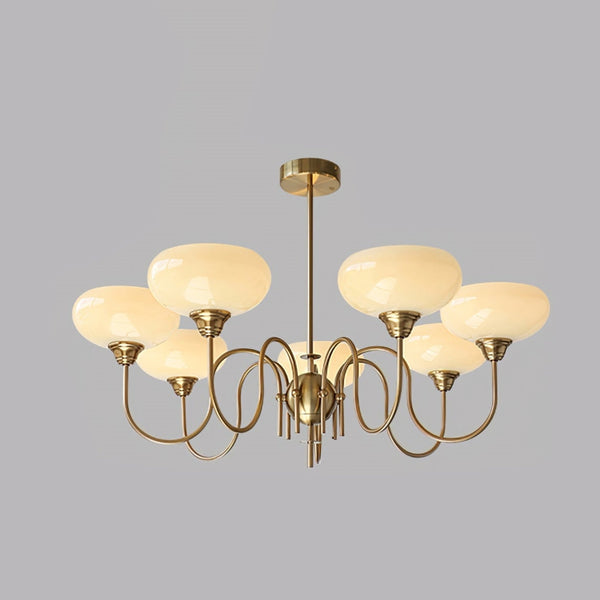 Artistieke Kaki Kroonluchter – Elegante Glazen Hanglamp voor Woon- en Eetkamer