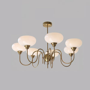 Artistieke Kaki Kroonluchter – Elegante Glazen Hanglamp voor Woon- en Eetkamer