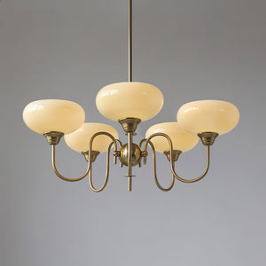 Artistieke Kaki Kroonluchter – Elegante Glazen Hanglamp voor Woon- en Eetkamer
