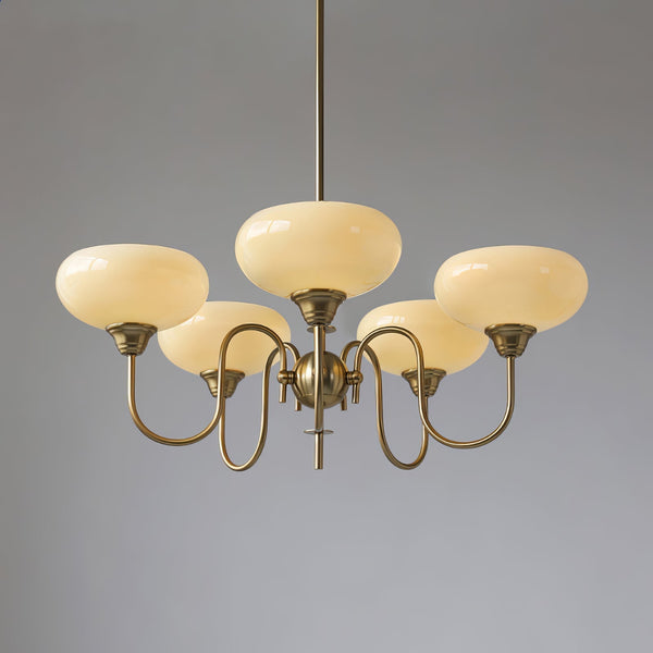 Artistieke Kaki Kroonluchter – Elegante Glazen Hanglamp voor Woon- en Eetkamer