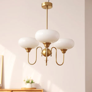 Artistieke Kaki Kroonluchter – Elegante Glazen Hanglamp voor Woon- en Eetkamer