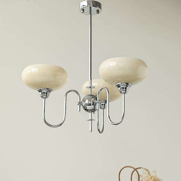 Artistieke Kaki Kroonluchter – Elegante Glazen Hanglamp voor Woon- en Eetkamer