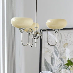 Artistieke Kaki Kroonluchter – Elegante Glazen Hanglamp voor Woon- en Eetkamer