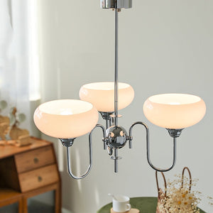 Artistieke Kaki Kroonluchter – Elegante Glazen Hanglamp voor Woon- en Eetkamer