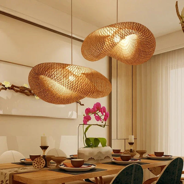 Boho Natuurlijke Hanglamp – Rieten Plafondlamp voor Gezellige Interieurs