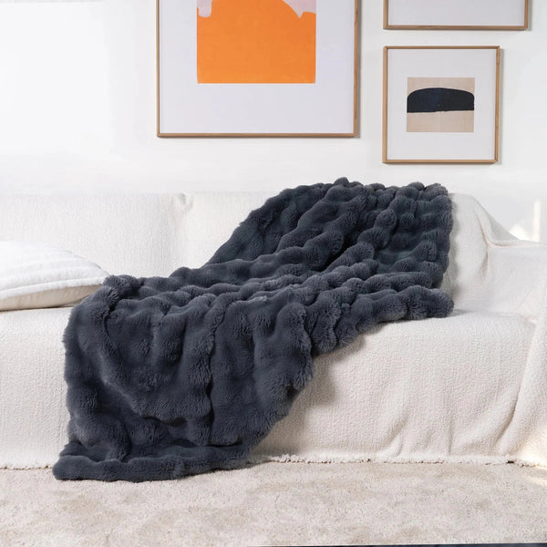Chunky Gebreid Nepbont Verzwaard Dekentje   Gezellige Luxe voor Moderne Interieurs
