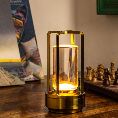 Kristallen Cilinder Lantaarn Tafellamp – Draadloze Touch LED Verlichting voor Binnen en Buiten