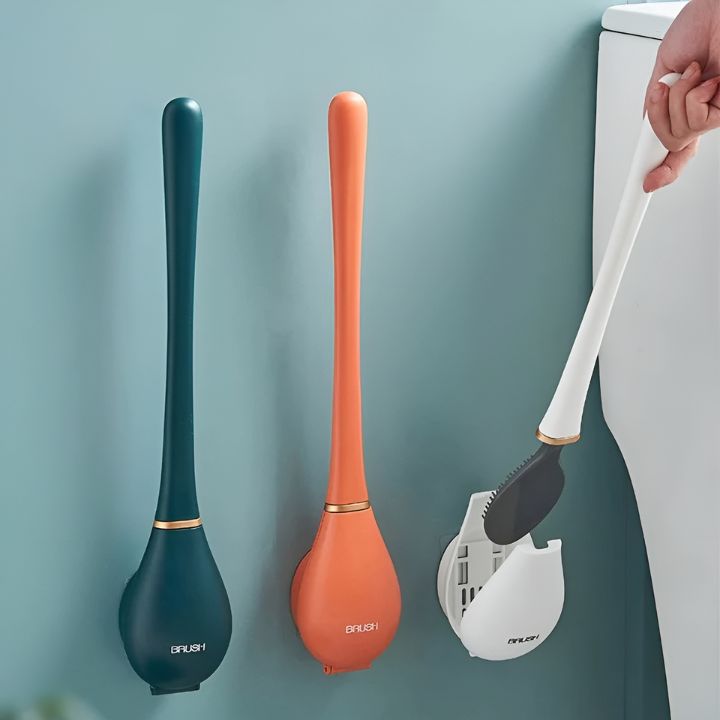 Siliconen Toiletborstel met Wandhouder | Hygiënische & Ruimtebesparende Badkamer Accessoire