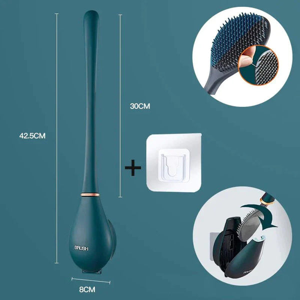 Siliconen Toiletborstel met Wandhouder | Hygiënische & Ruimtebesparende Badkamer Accessoire