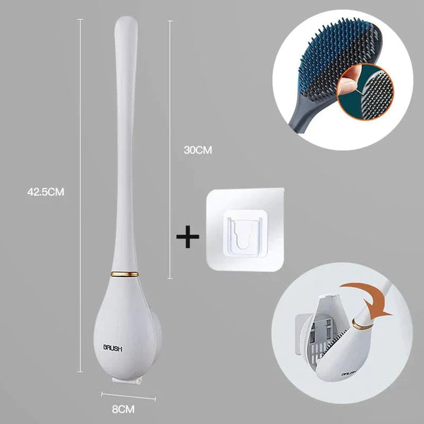 Siliconen Toiletborstel met Wandhouder | Hygiënische & Ruimtebesparende Badkamer Accessoire