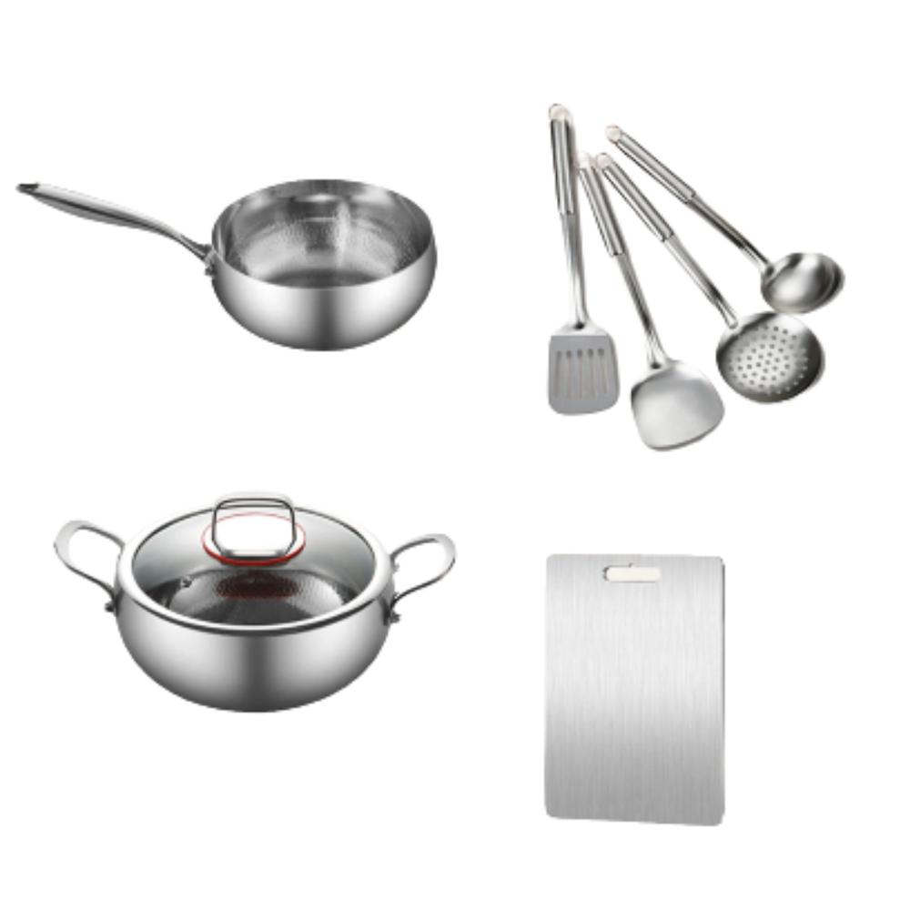 Titanium Pannenset Inductie – Natuurlijke Antiaanbak, Krasbestendig & Duurzaam Kookgerei
