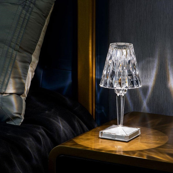 Minimalistische Oplaadbare LED Tafellamp – Moderne Kristal-Inspiratie Bureauverlichting voor Huis & Kantoor