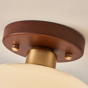 Plafondlamp Glas & Hout – Vintage Wit Design Ø20/28cm
