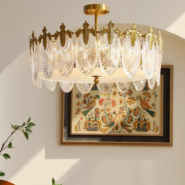 Ronde Hanglamp met Glasmotief – Elegante Plafondverlichting voor Moderne Interieurs