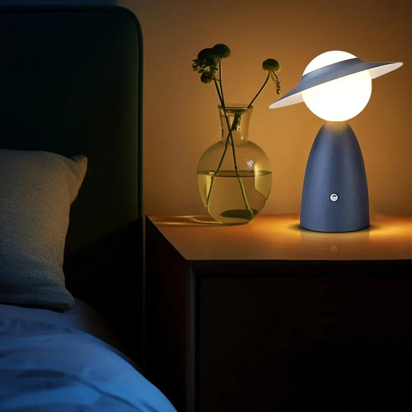 Draadloze LED Tafellamp met Gebogen Frame – Moderne Dimbare Sfeerverlichting
