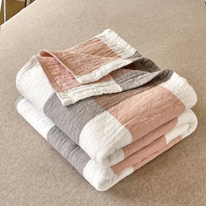 Drie-Laags Japanse Gewassen Katoenen Quilt – Lichtgewicht, Ademend & Stijlvolle Bedsprei