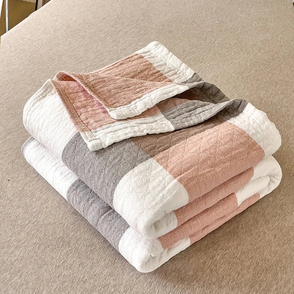 Drie-Laags Japanse Gewassen Katoenen Quilt – Lichtgewicht, Ademend & Stijlvolle Bedsprei