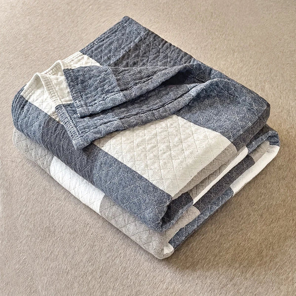 Drie-Laags Japanse Gewassen Katoenen Quilt – Lichtgewicht, Ademend & Stijlvolle Bedsprei