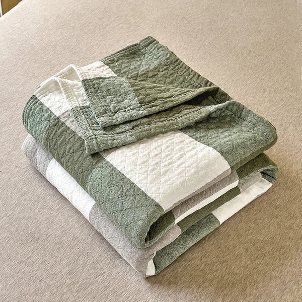 Drie-Laags Japanse Gewassen Katoenen Quilt – Lichtgewicht, Ademend & Stijlvolle Bedsprei