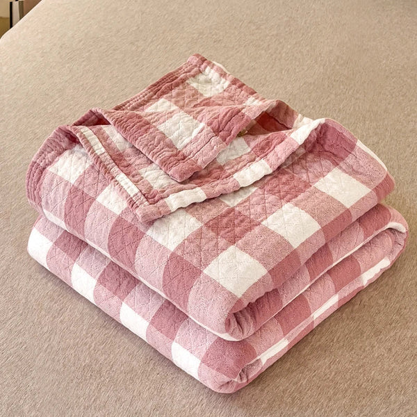 Drie-Laags Japanse Gewassen Katoenen Quilt – Lichtgewicht, Ademend & Stijlvolle Bedsprei