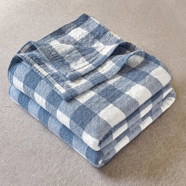 Drie-Laags Japanse Gewassen Katoenen Quilt – Lichtgewicht, Ademend & Stijlvolle Bedsprei