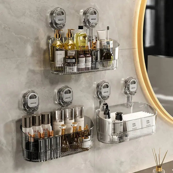 ElaraBox Wandorganizer | Grote Opbergcapaciteit met Zuignap voor Badkamer, Keuken & Kantoor