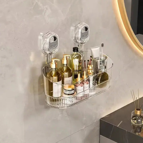 ElaraBox Wandorganizer | Grote Opbergcapaciteit met Zuignap voor Badkamer, Keuken & Kantoor