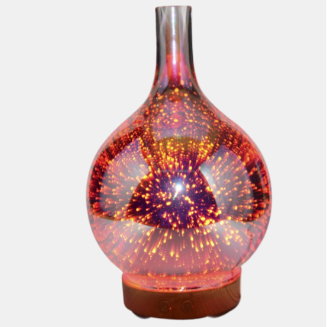 Elegante 3D Glasvaas Aroma Diffuser met Kleurrijk LED Licht   500ml Ultrasone Luchtbevochtiger