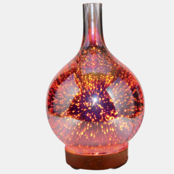 Elegante 3D Glasvaas Aroma Diffuser met Kleurrijk LED Licht   500ml Ultrasone Luchtbevochtiger