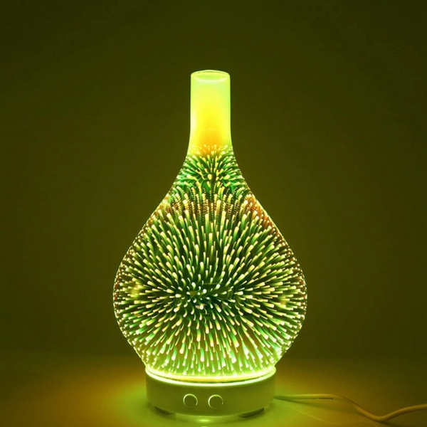 Elegante 3D Glasvaas Aroma Diffuser met Kleurrijk LED Licht   500ml Ultrasone Luchtbevochtiger