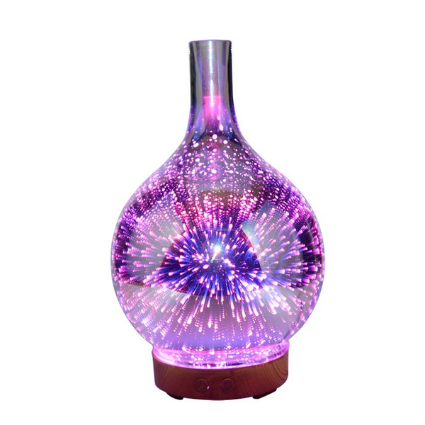 Elegante 3D Glasvaas Aroma Diffuser met Kleurrijk LED Licht   500ml Ultrasone Luchtbevochtiger