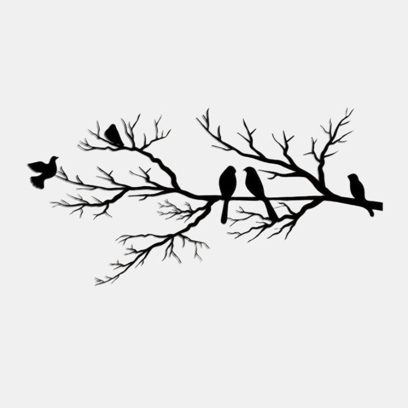 Elegante Metalen Wanddecoratie met Vogels op Tak  Moderne & Tijdloze Woondecoratie