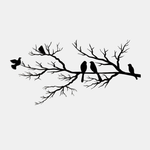 Elegante Metalen Wanddecoratie met Vogels op Tak  Moderne & Tijdloze Woondecoratie
