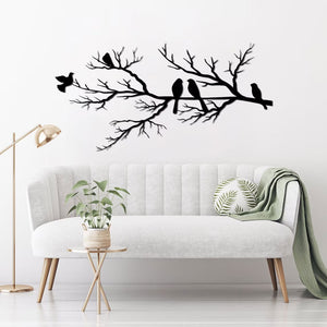 Elegante Metalen Wanddecoratie met Vogels op Tak  Moderne & Tijdloze Woondecoratie